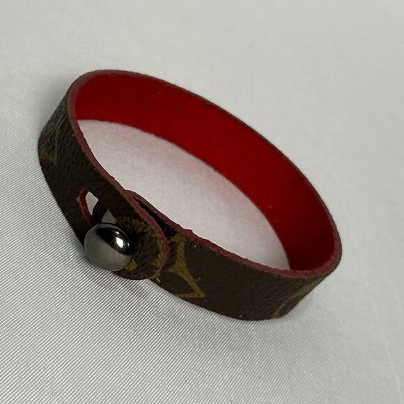 Louis Vuitton Monogram Canvas Bracelet Red leather Silver - Picture 3 of 8